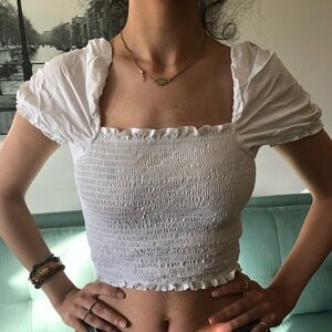 Simons SHIRRED POPLIN CROP TOP